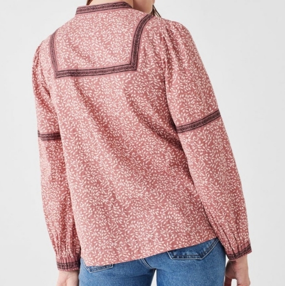 NWT Faherty Aurora Leaf Print Top Blouse Size S - Picture 2 of 12